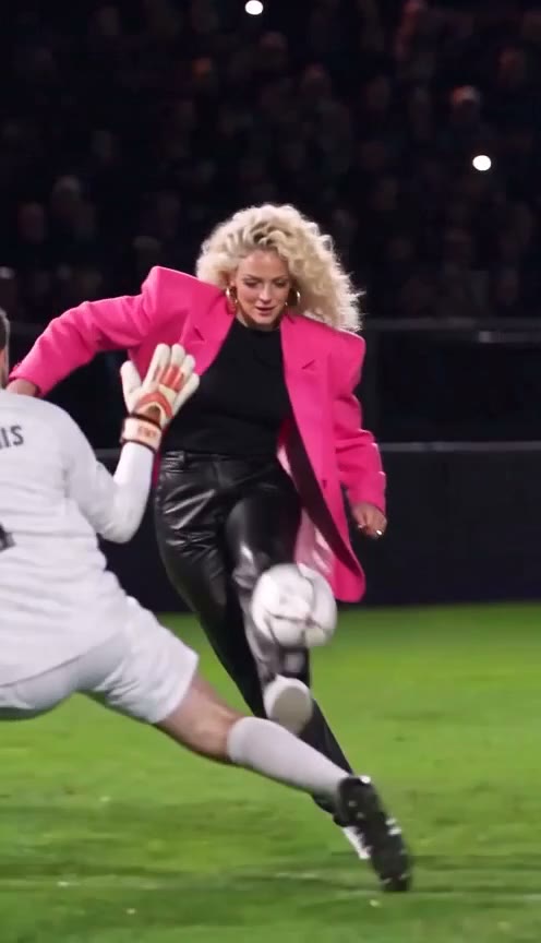 The ball bounces off the player’s chest